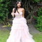 Princess Strapless Tulle Ruffle Prom Dresses