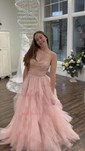 Princess Strapless Tulle Ruffle Prom Dresses