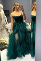 Princess Strapless Tulle Ruffle Prom Dresses