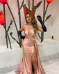 Sheath/Column Strapless Satin Prom Dresses With Ruched