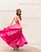Ball Gown Strapless Satin Floral Prom Dresses With Ruched