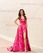 Ball Gown Strapless Satin Floral Prom Dresses With Ruched