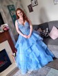 Princess Sweetheart Tulle Ruffle Prom Dresses With Appliques