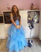 Princess Sweetheart Tulle Ruffle Prom Dresses With Appliques