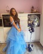 Princess Sweetheart Tulle Ruffle Prom Dresses With Appliques