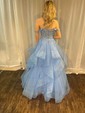 Princess Sweetheart Tulle Ruffle Prom Dresses With Appliques
