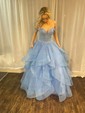 Princess Sweetheart Tulle Ruffle Prom Dresses With Appliques