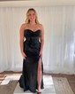 Sheath/Column Strapless Metallic Prom Dresses With Ruched