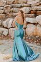 Sheath/Column Strapless Metallic Prom Dresses With Ruched