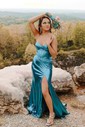 Sheath/Column Strapless Metallic Prom Dresses With Ruched