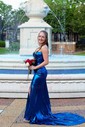 Sheath/Column Strapless Metallic Prom Dresses With Ruched
