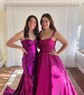 Sheath/Column Strapless Metallic Prom Dresses With Ruched