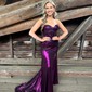 Sheath/Column Strapless Metallic Prom Dresses With Ruched
