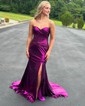 Sheath/Column Strapless Metallic Prom Dresses With Ruched