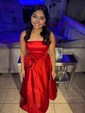 Black Ball Gown Strapless Satin Prom Dresses With Ruched
