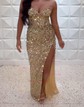 Sheath/Column Strapless Sparkly Sequin Prom Dresses