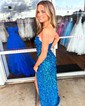 Sheath/Column Strapless Sparkly Sequin Prom Dresses