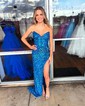 Sheath/Column Strapless Sparkly Sequin Prom Dresses