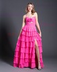 Ball Gown Strapless Chiffon Ruffle Tiered Prom Dresses