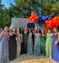 Ball Gown V-neck Tulle Prom Dresses With Appliques