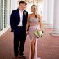 Sheath/Column Strapless Sparkly Sequin Prom Dresses With Beading
