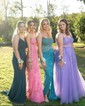 Sheath/Column Strapless Sparkly Sequin Prom Dresses With Beading