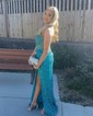 Sheath/Column Strapless Sparkly Sequin Prom Dresses With Beading
