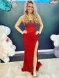 Sheath/Column Strapless Sparkly Sequin Prom Dresses With Beading