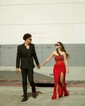 Sheath/Column Strapless Sparkly Sequin Prom Dresses With Beading