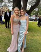 Sheath/Column Strapless Sparkly Sequin Prom Dresses With Beading