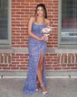 Sheath/Column Strapless Sparkly Sequin Prom Dresses With Beading