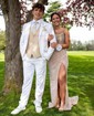 Sheath/Column Strapless Sparkly Sequin Prom Dresses With Beading