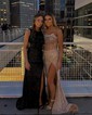 Sheath/Column Strapless Sparkly Sequin Prom Dresses With Beading