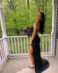 Sheath/Column Strapless Sparkly Sequin Prom Dresses With Beading
