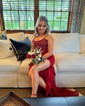 Sheath/Column Strapless Sparkly Sequin Prom Dresses With Beading