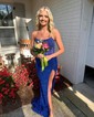 Sheath/Column Strapless Sparkly Sequin Prom Dresses With Beading