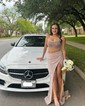 Sheath/Column Strapless Sparkly Sequin Prom Dresses With Beading