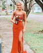 Sheath/Column Strapless Sparkly Sequin Prom Dresses With Beading