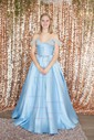 Ball Gown Off-the-shoulder Satin Corset Prom Dresses With Beading