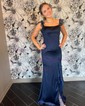 Mermaid Square Neck Satin Ruffle Prom Dresses