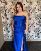 Sheath/Column Strapless Satin Corset Prom Dresses With Ruched