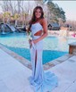 Sheath/Column V-neck Jersey Beaded Prom Dresse With Ruched