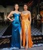 Sheath/Column Strapless Metallic Prom Dresses With Ruched