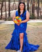 Mermaid V-neck Satin Ruffle Tiered Prom Dresses