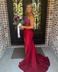 Sheath/Column Strapless Satin Corset Prom Dresses With Beading