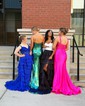 Ball Gown Strapless Chiffon Cut Out Tiered Prom Dresses