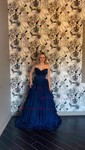 Ball Gown Strapless Chiffon Satin Ruffle Tiered Prom Dresses