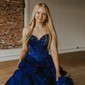 Ball Gown Strapless Chiffon Satin Ruffle Tiered Prom Dresses