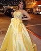 Ball Gown Strapless Satin Corset Prom Dresses With Beading