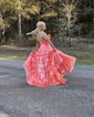 Ball Gown Strapless Metallic Ruffle Tiered Prom Dresses